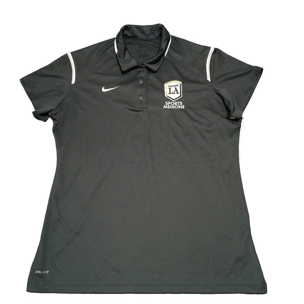 Nike Dri-Fit Womens Polo Shirt Black‎ Cal State LA College Sports Medicine XL